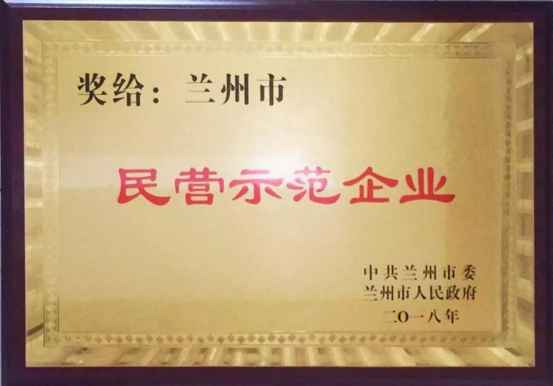 兰州918博天堂集团荣获 “兰州市民营示范企业”优秀称号